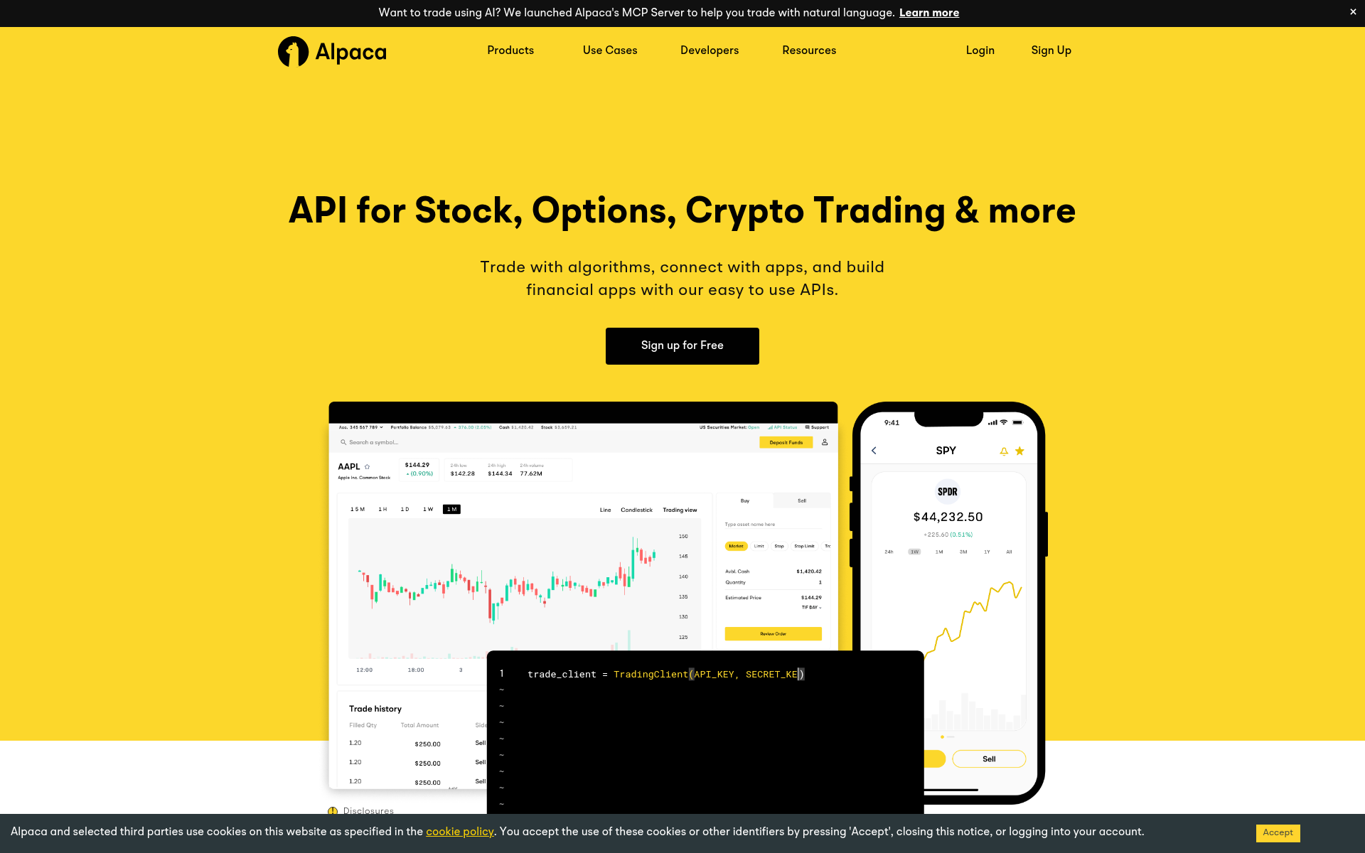 Screenshot of alpaca.markets