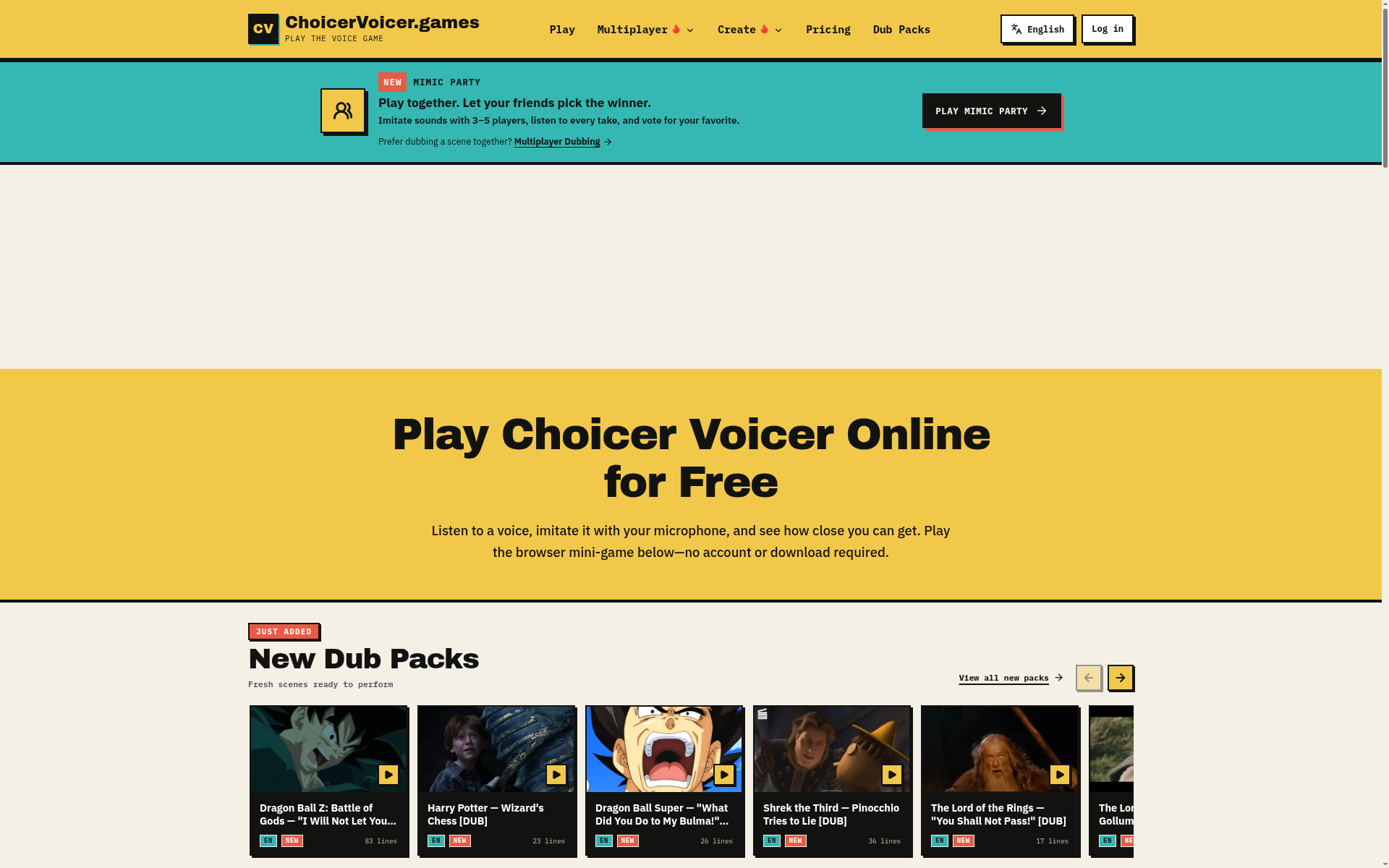 Screenshot of choicervoicer.games