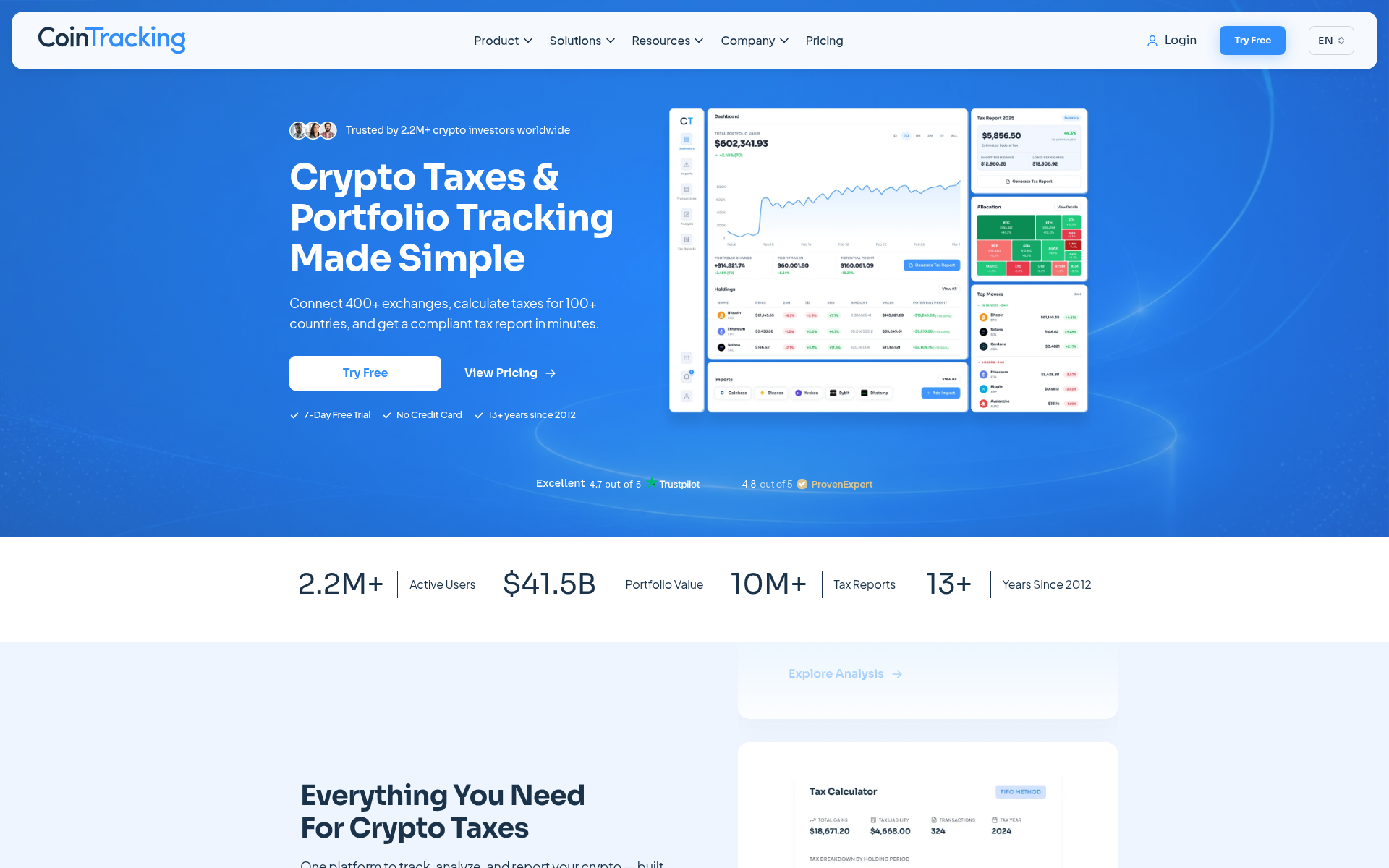 Screenshot of cointracking.info