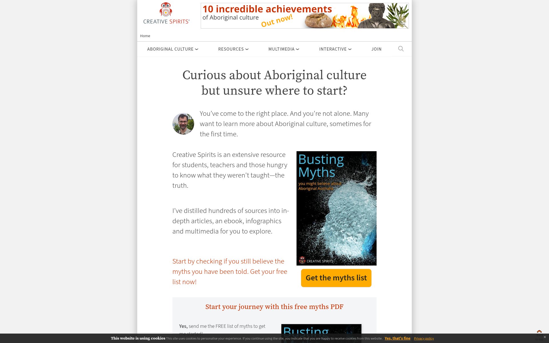 Screenshot of creativespirits.info