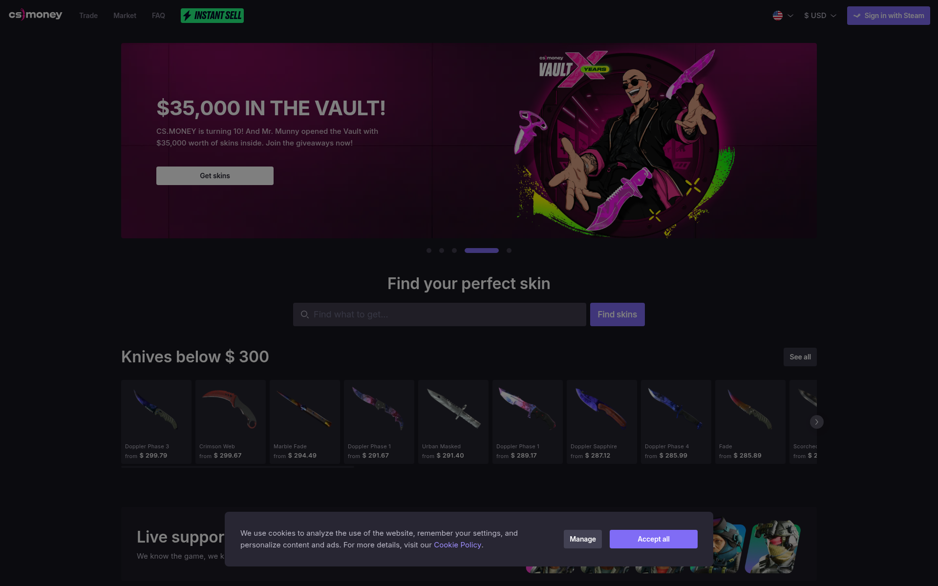 Screenshot of cs.money