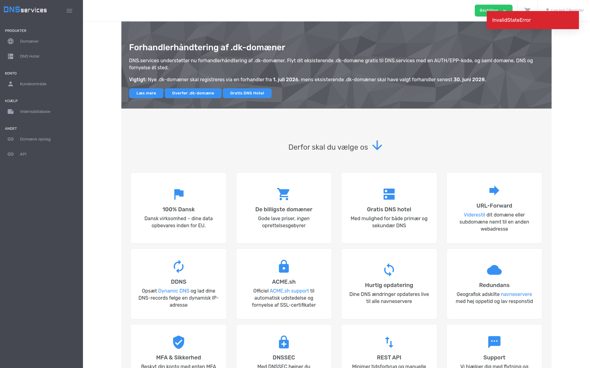 Screenshot of dns.services
