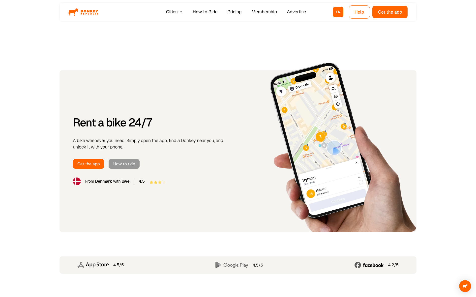 Screenshot of donkey.bike