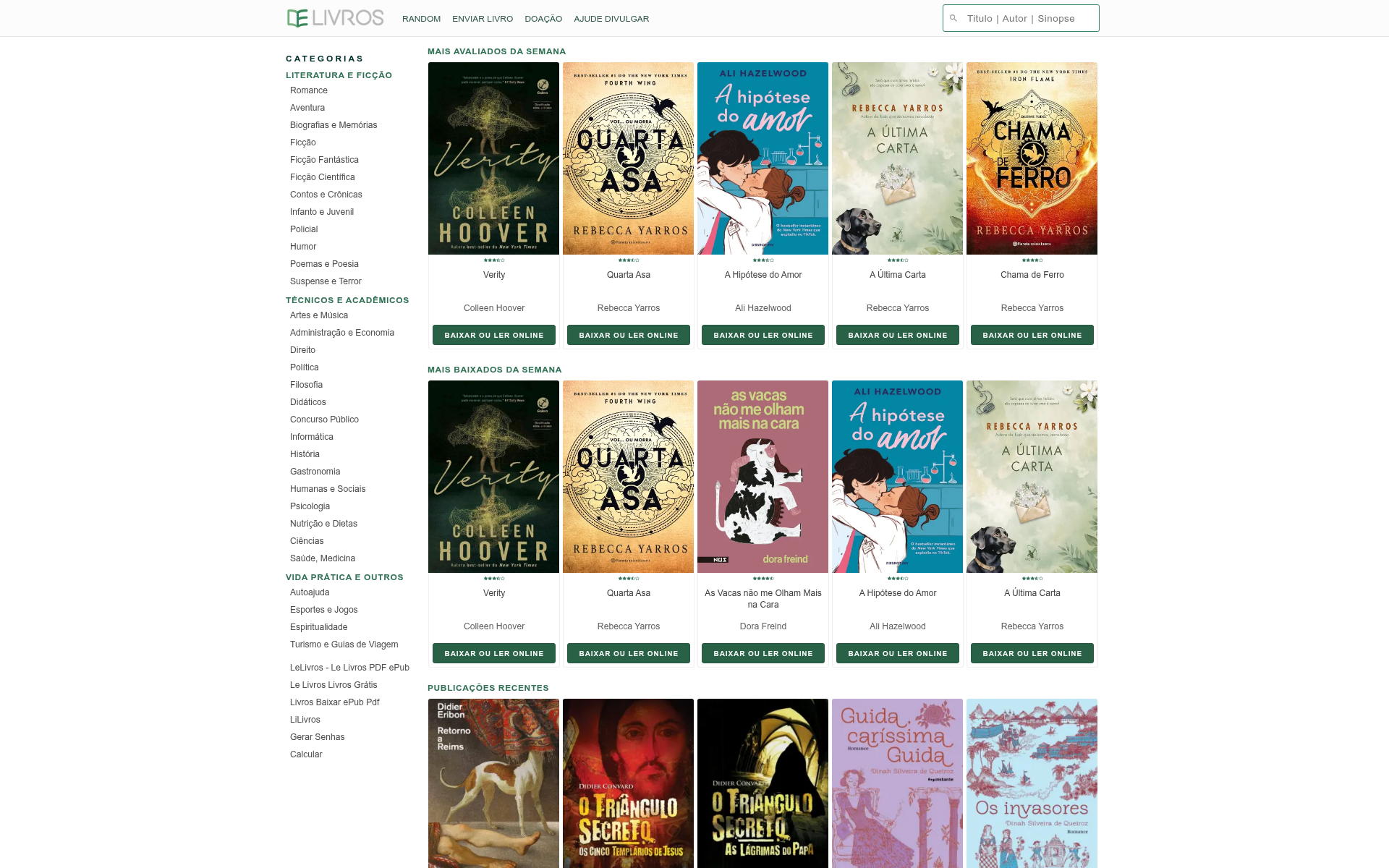 Screenshot of elivros.info