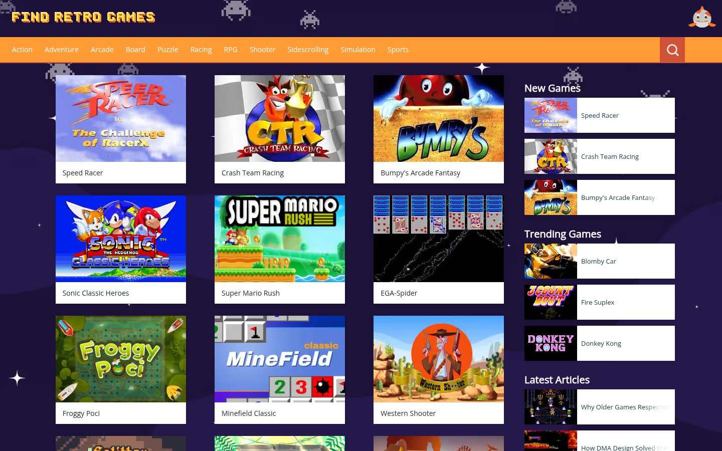 Screenshot of findretro.games