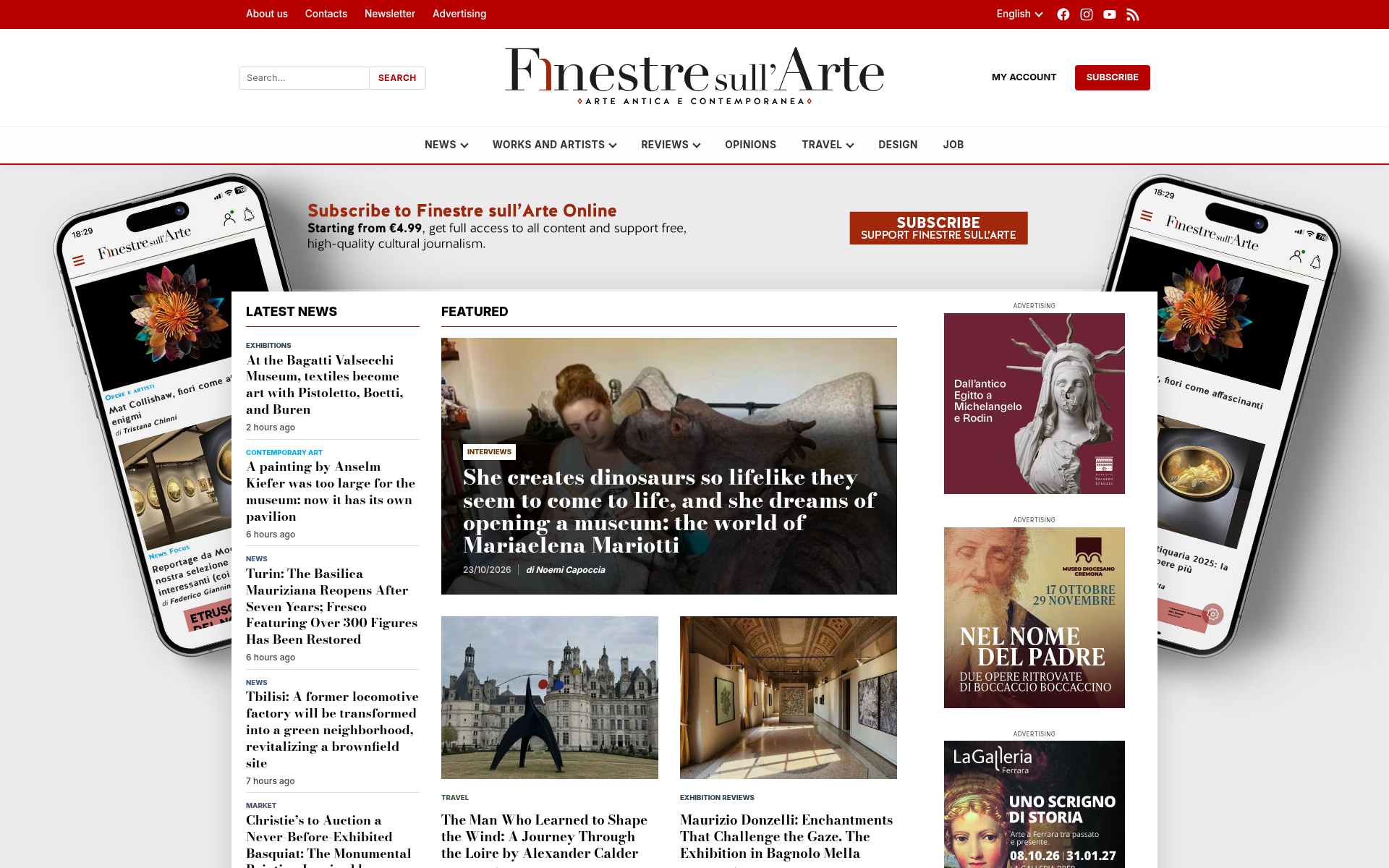 Screenshot of finestresullarte.info