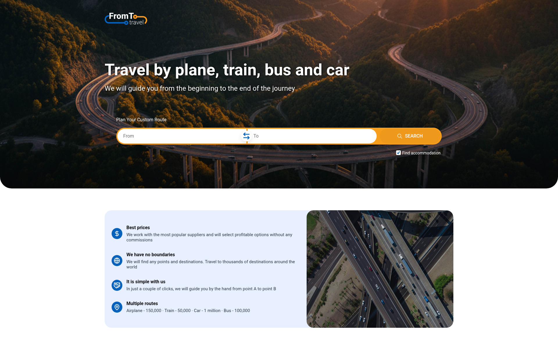 Screenshot of fromto.travel