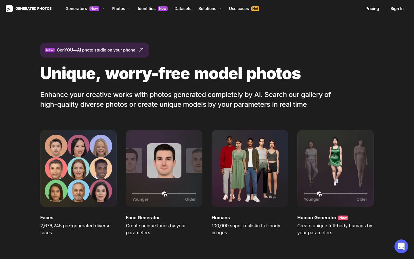Screenshot of generated.photos