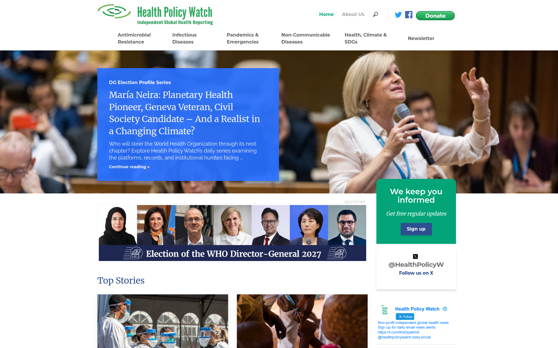Screenshot of healthpolicy-watch.news
