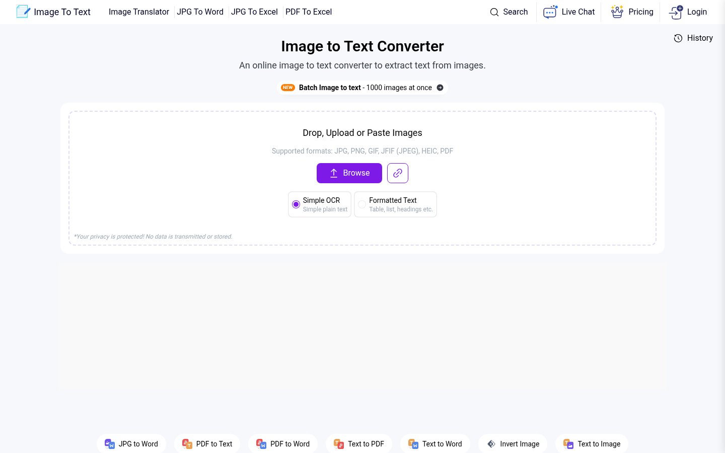 Screenshot of imagetotext.info