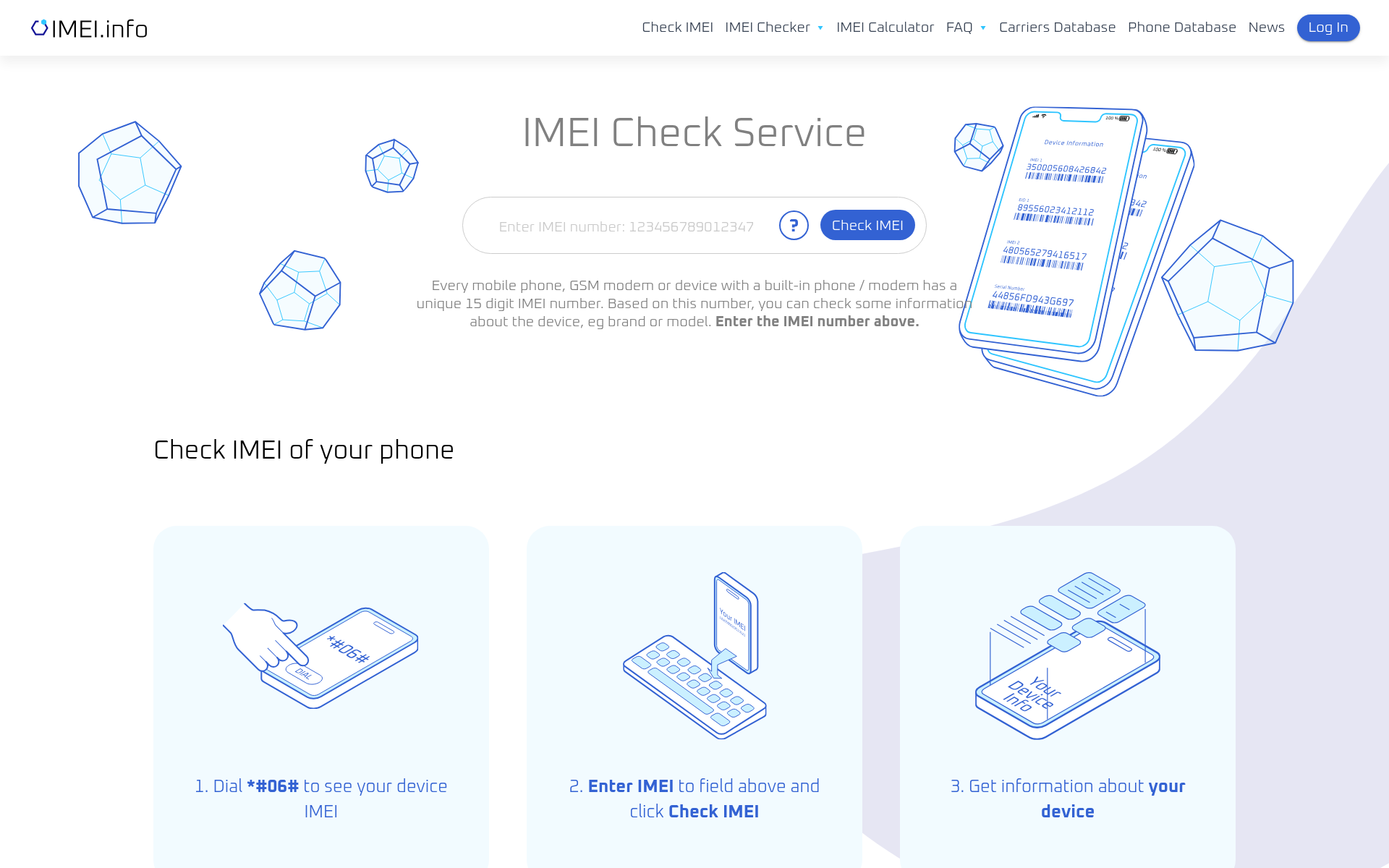 Screenshot of imei.info