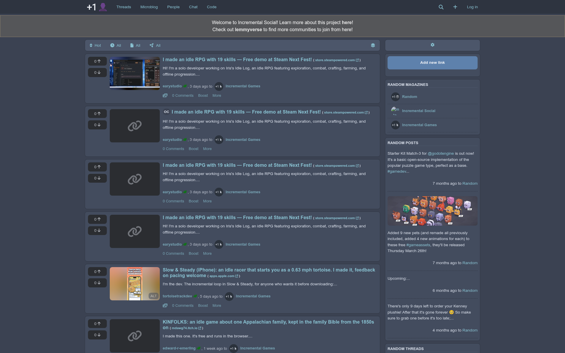 Screenshot of incremental.social