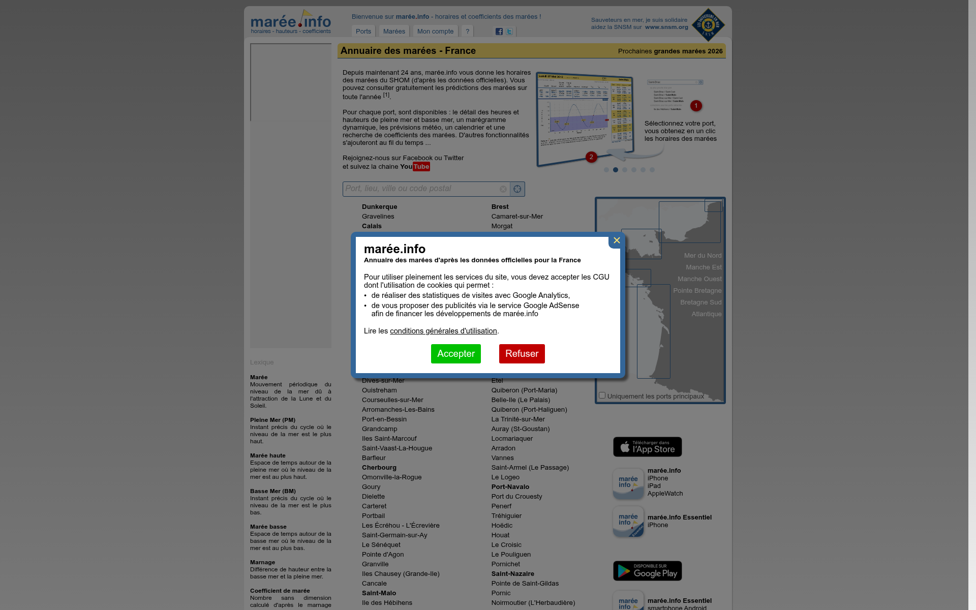 Screenshot of maree.info