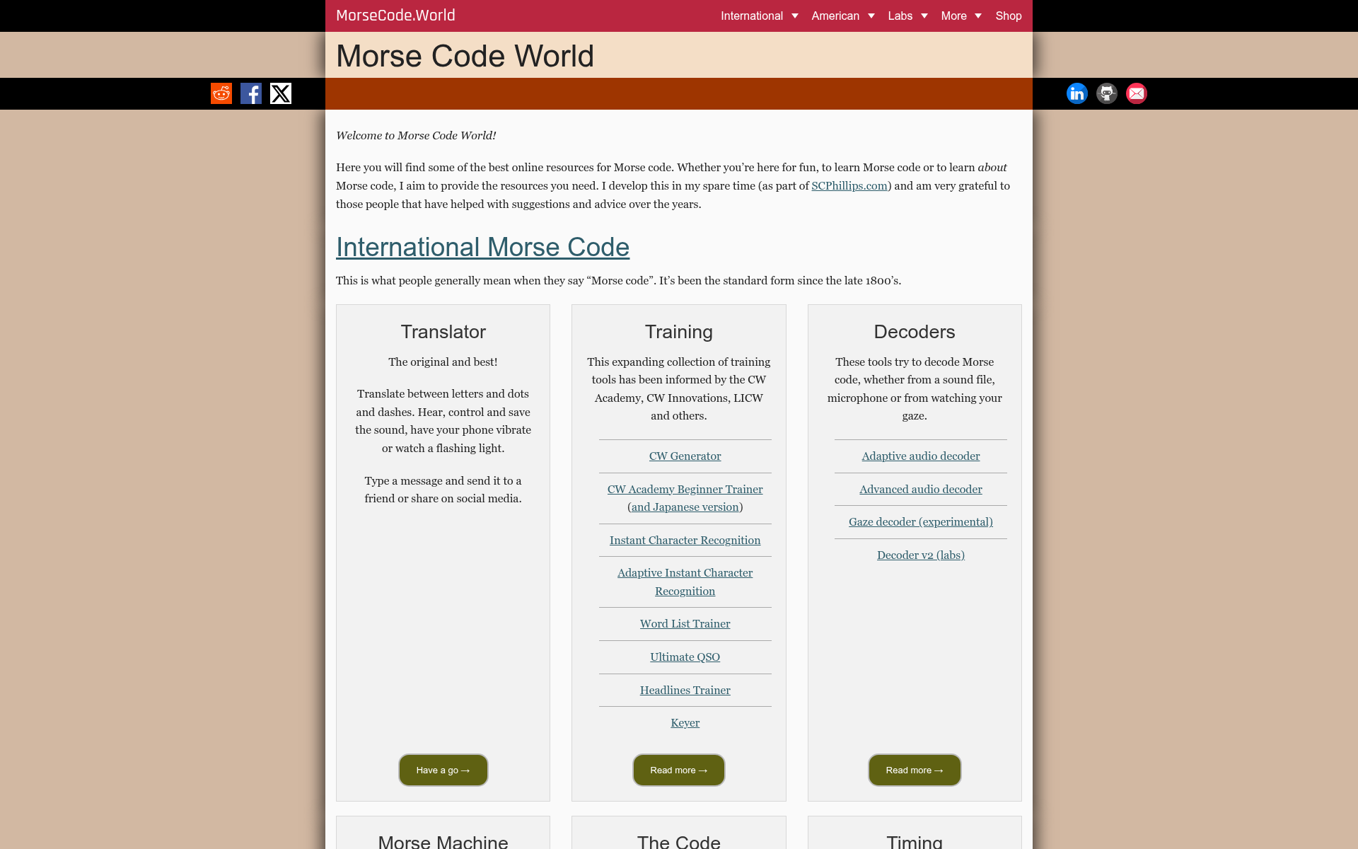 Screenshot of morsecode.world