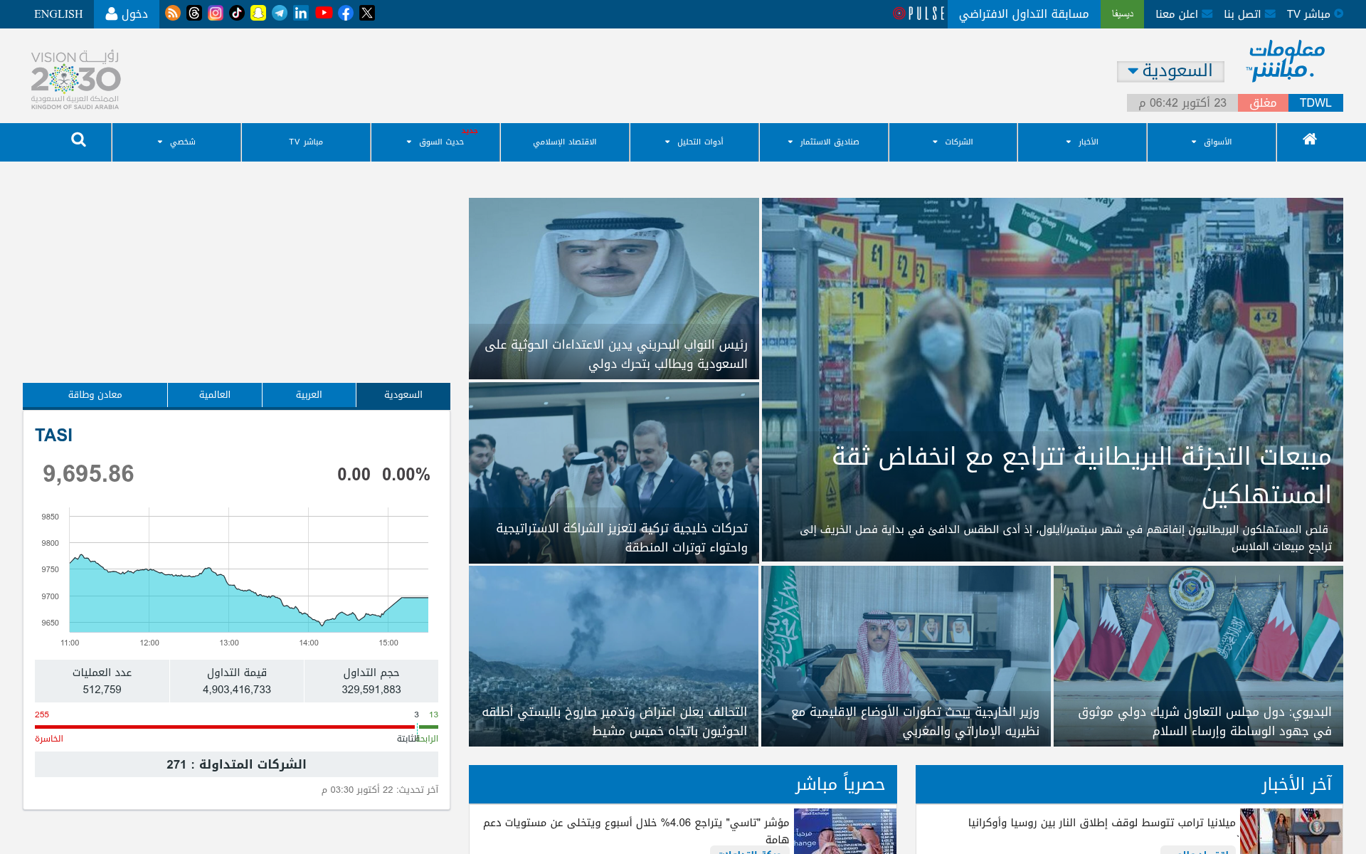 Screenshot of mubasher.info