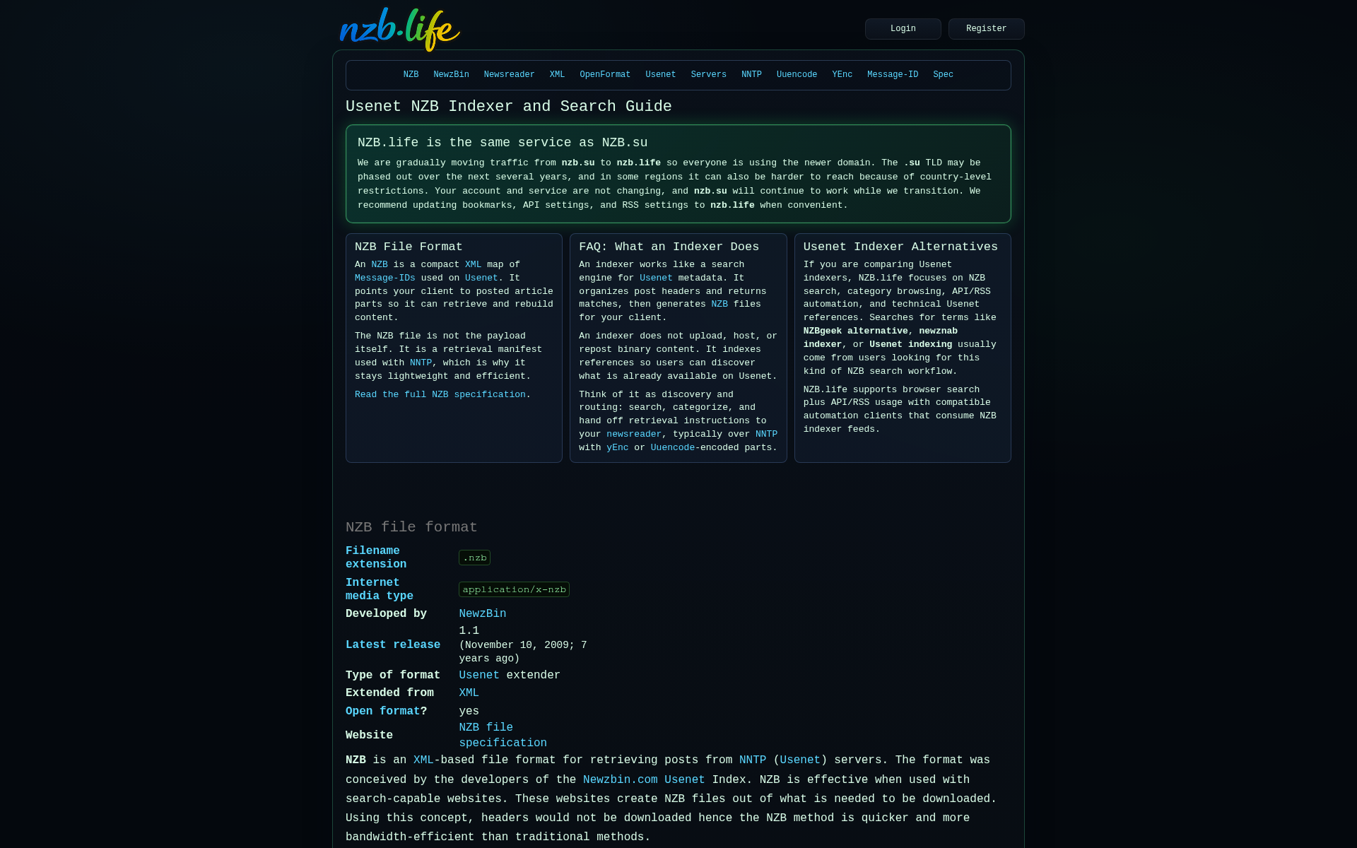 Screenshot of nzb.life