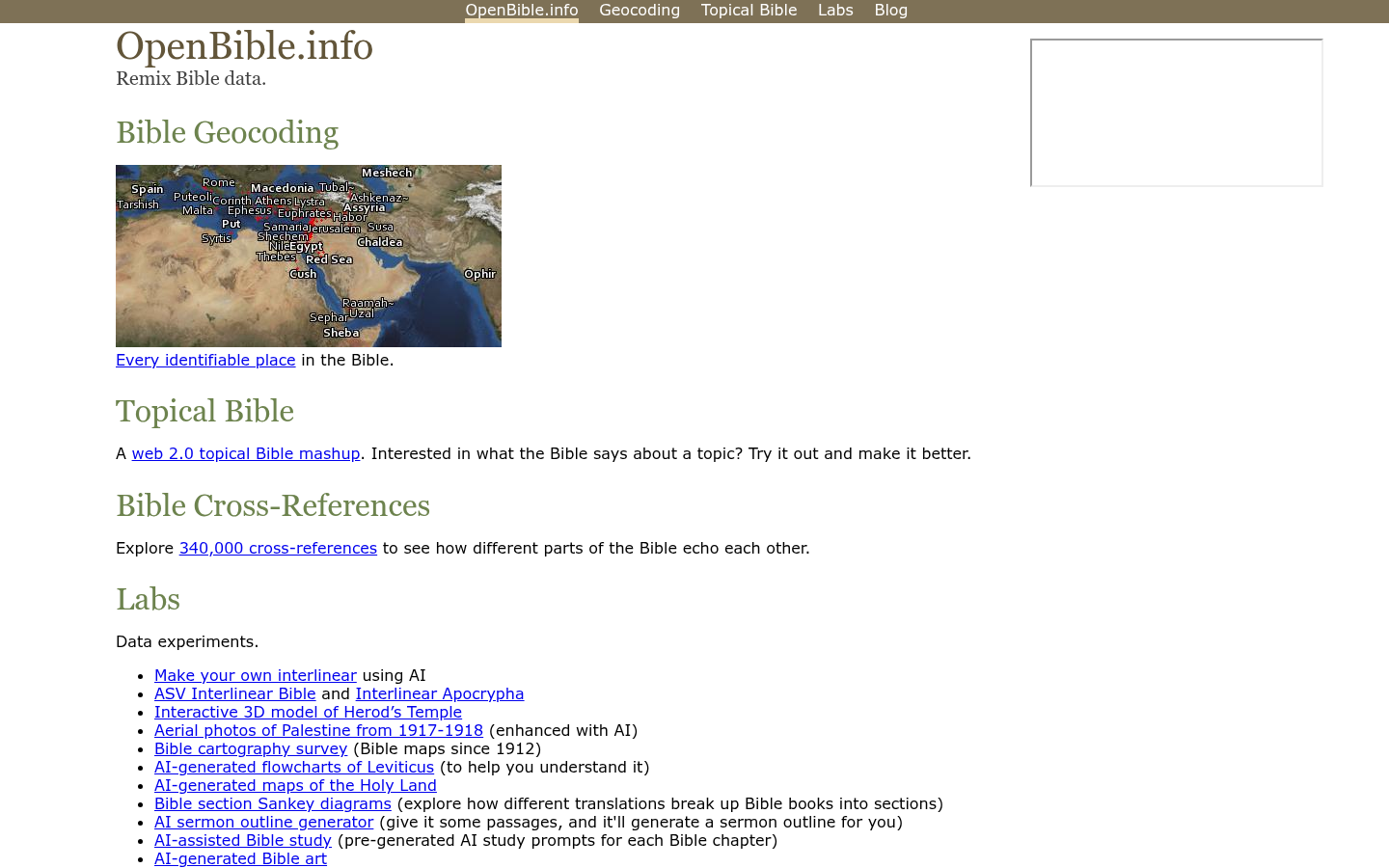 Screenshot of openbible.info