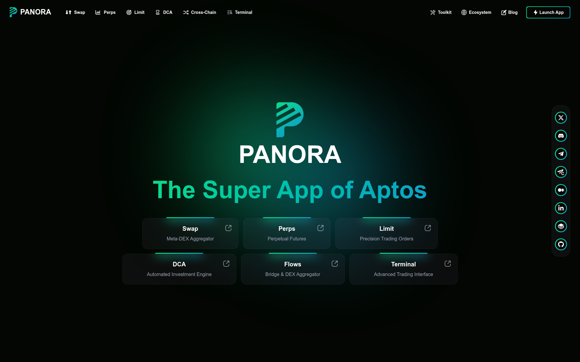 Screenshot of panora.exchange