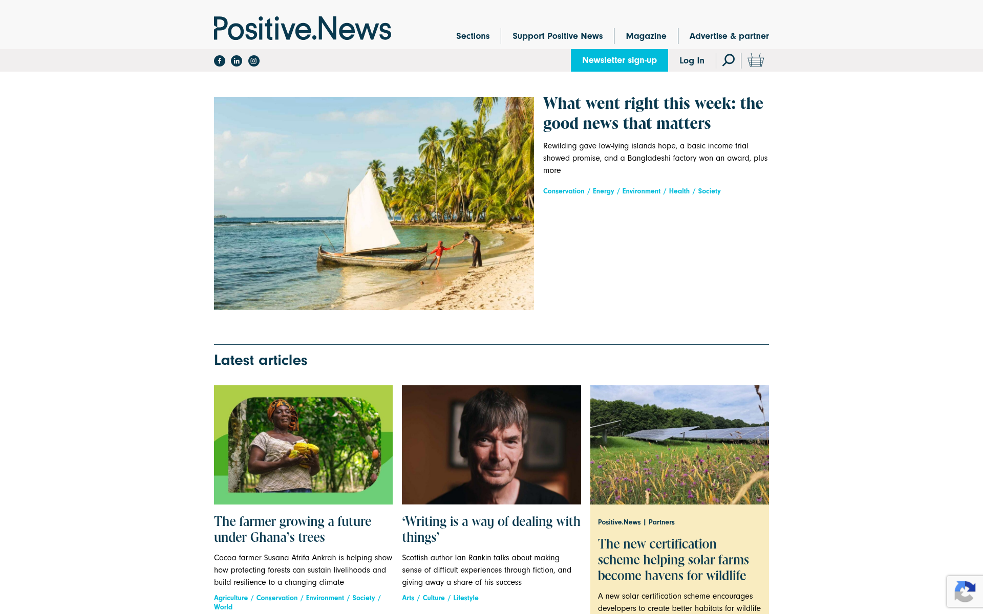 Screenshot of positive.news