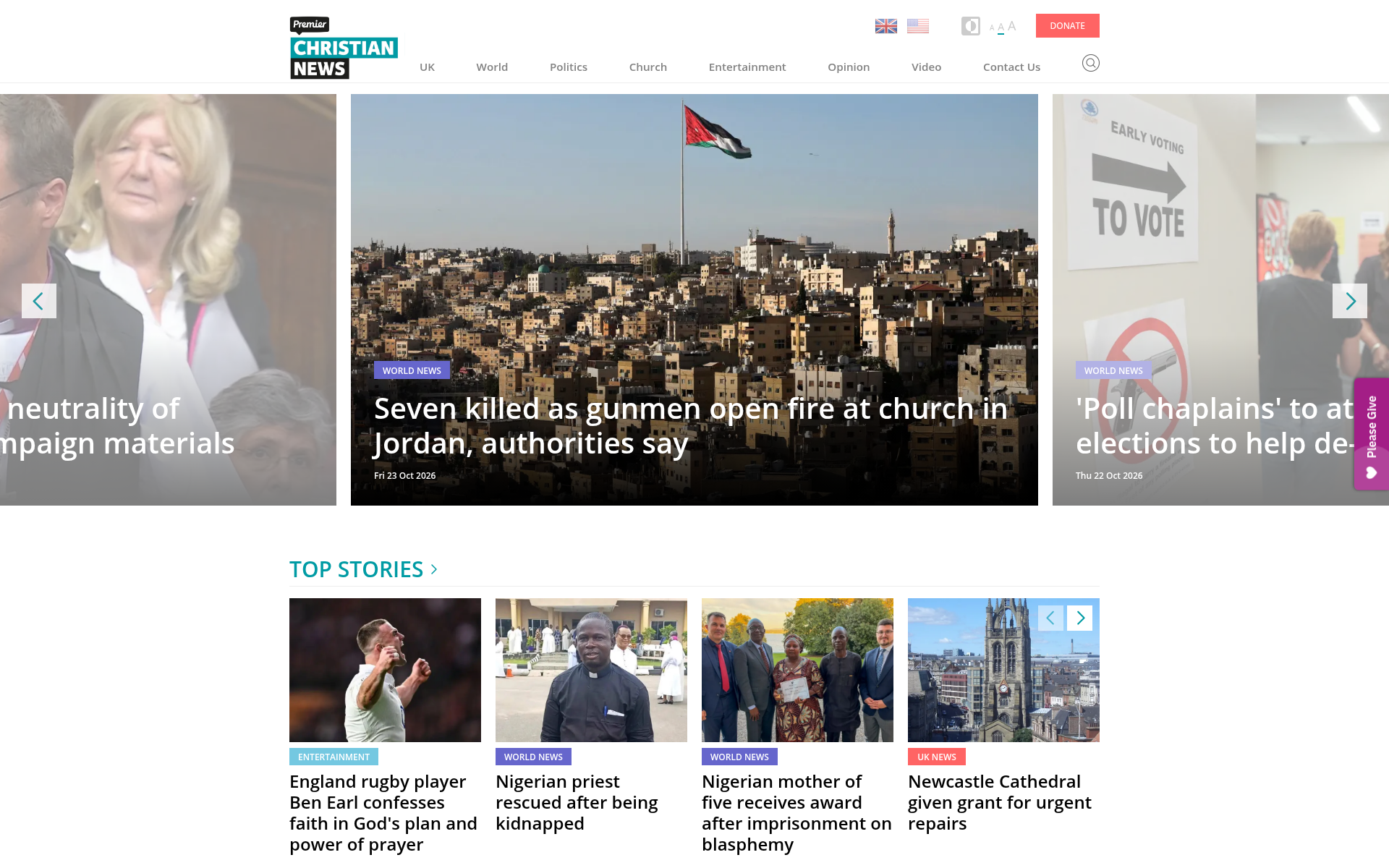 Screenshot of premierchristian.news