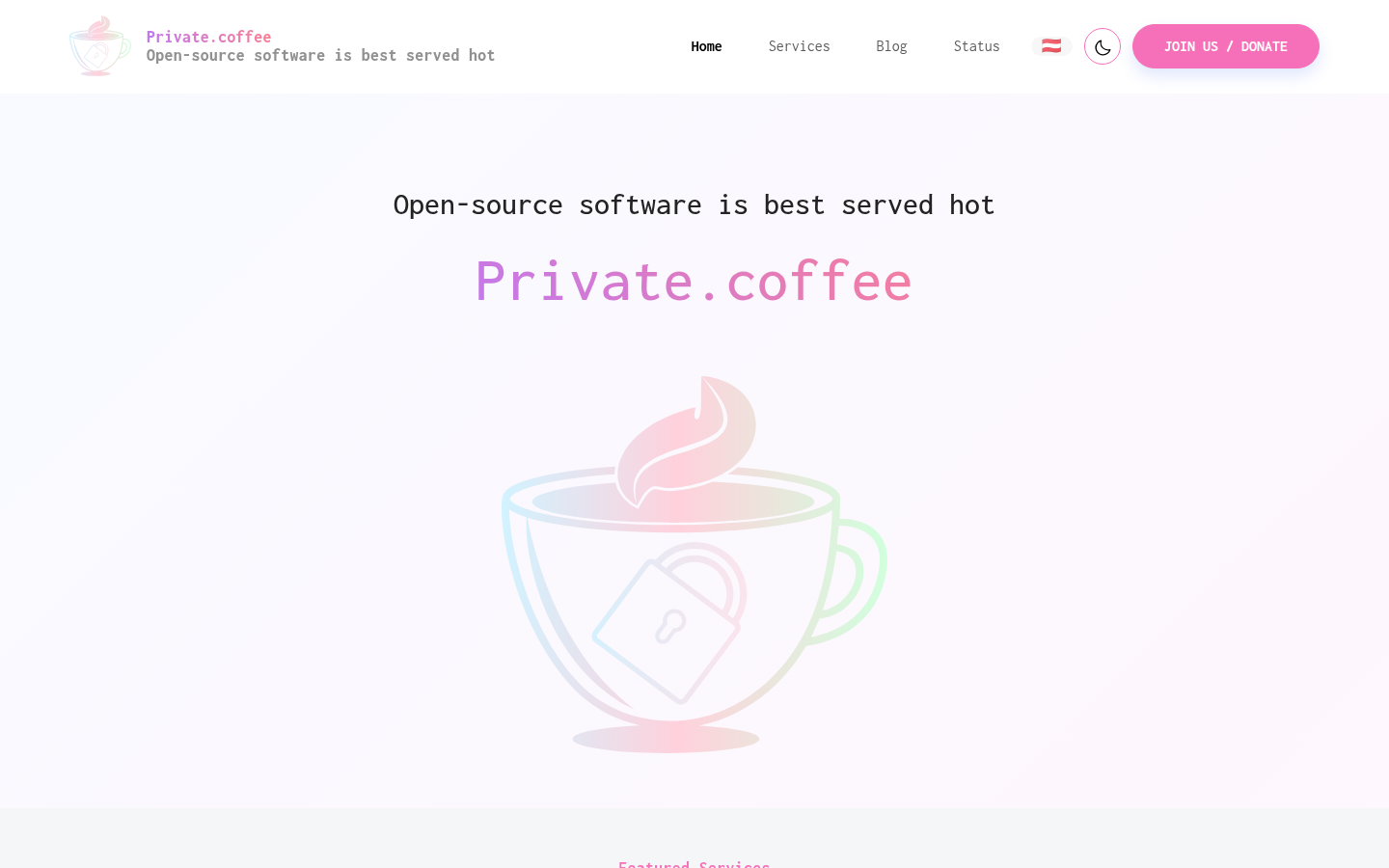 Screenshot of private.coffee