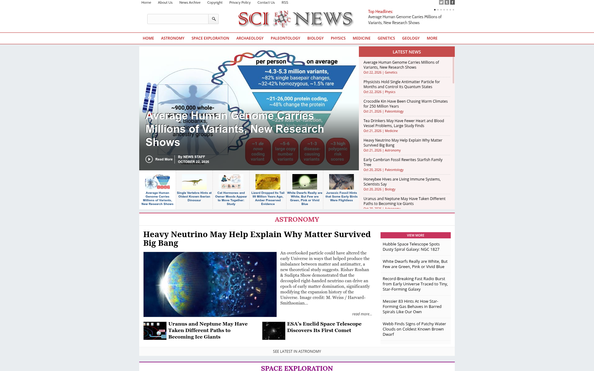 Screenshot of sci.news