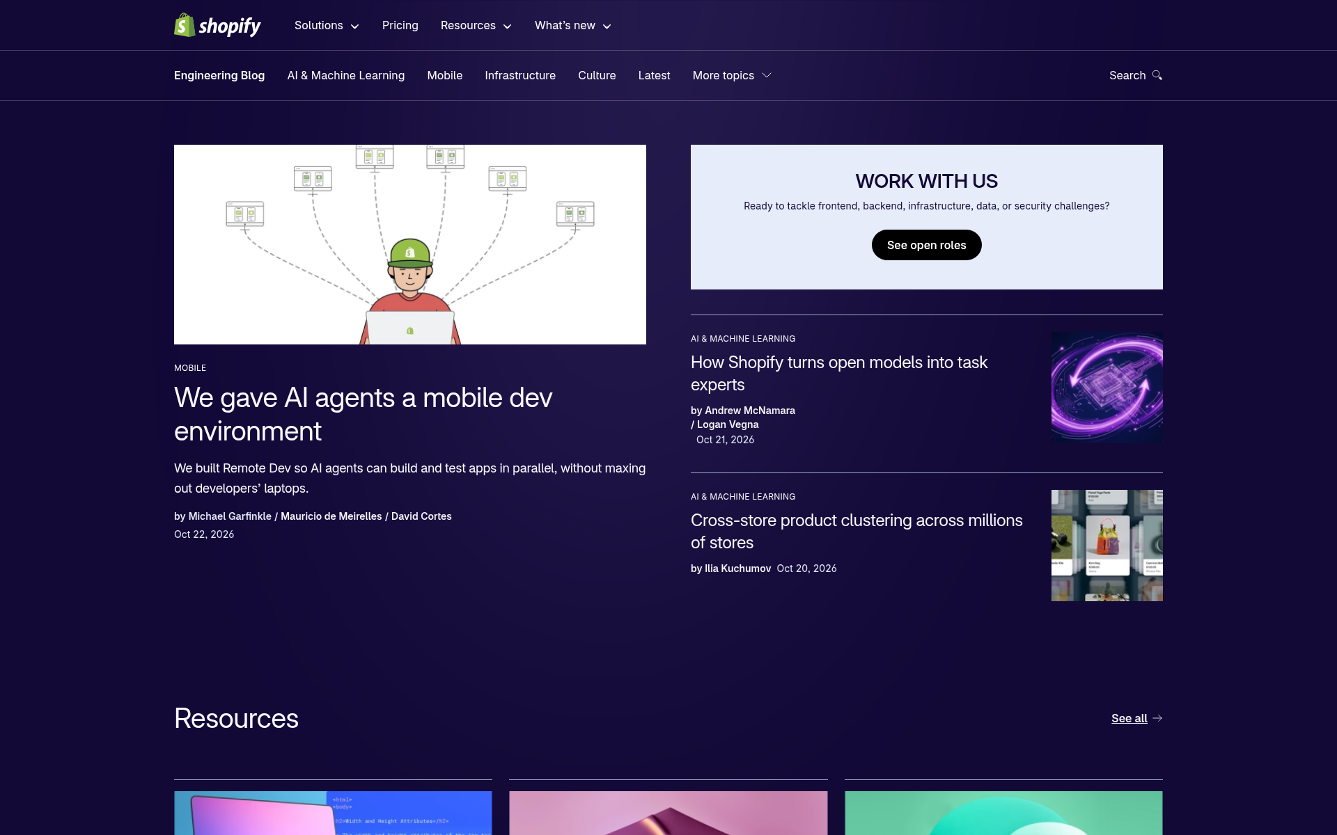 Screenshot of shopify.engineering