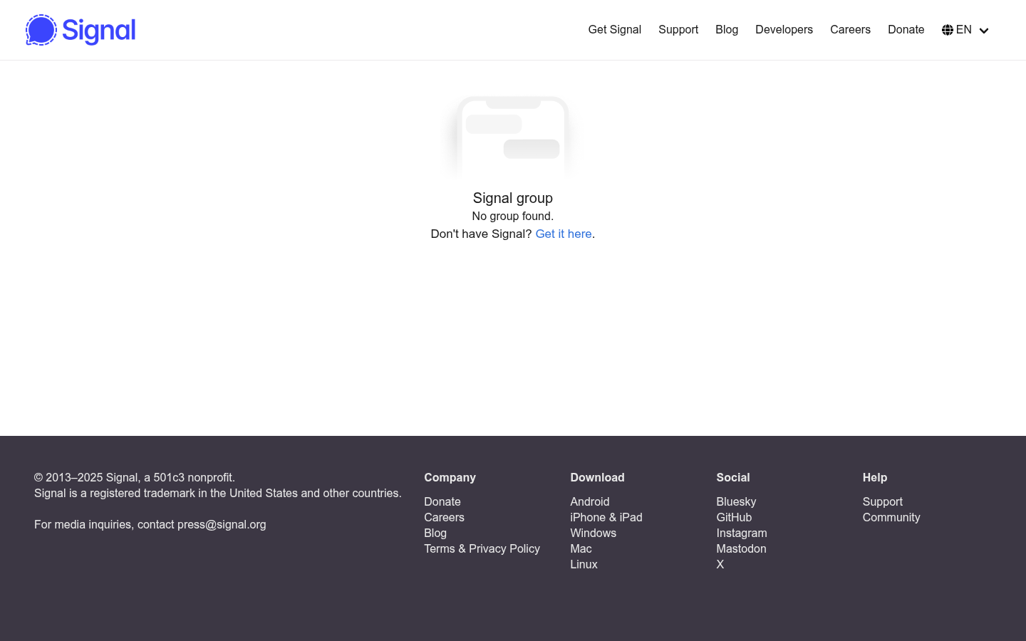 Screenshot of signal.group
