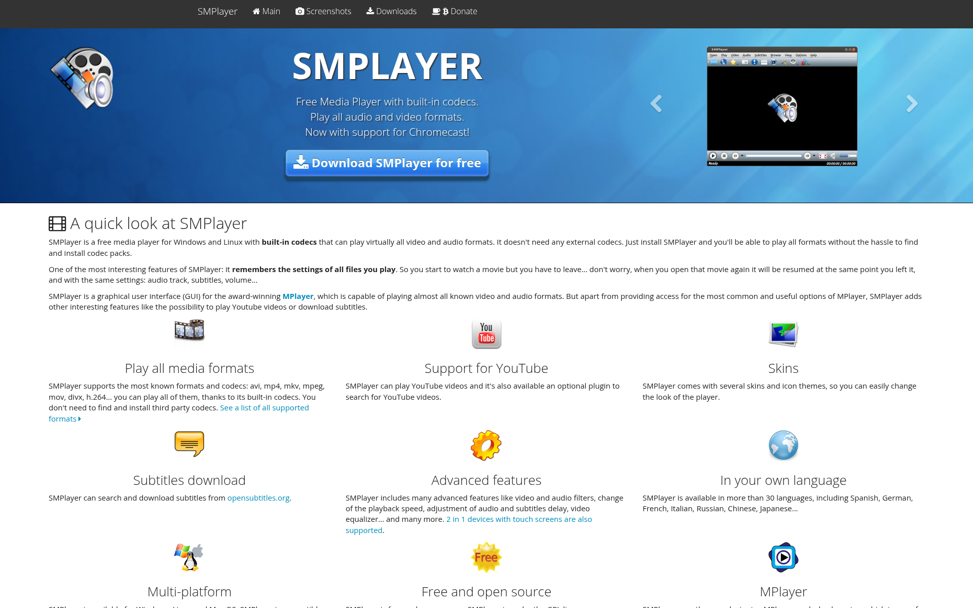 Screenshot of smplayer.info