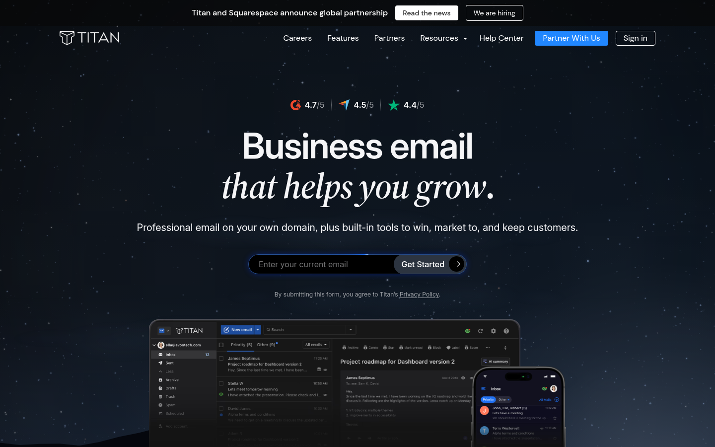 Screenshot of titan.email