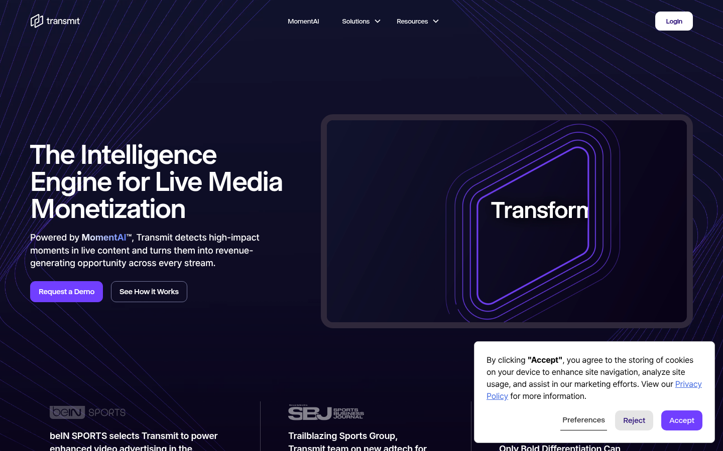 Screenshot of transmit.live