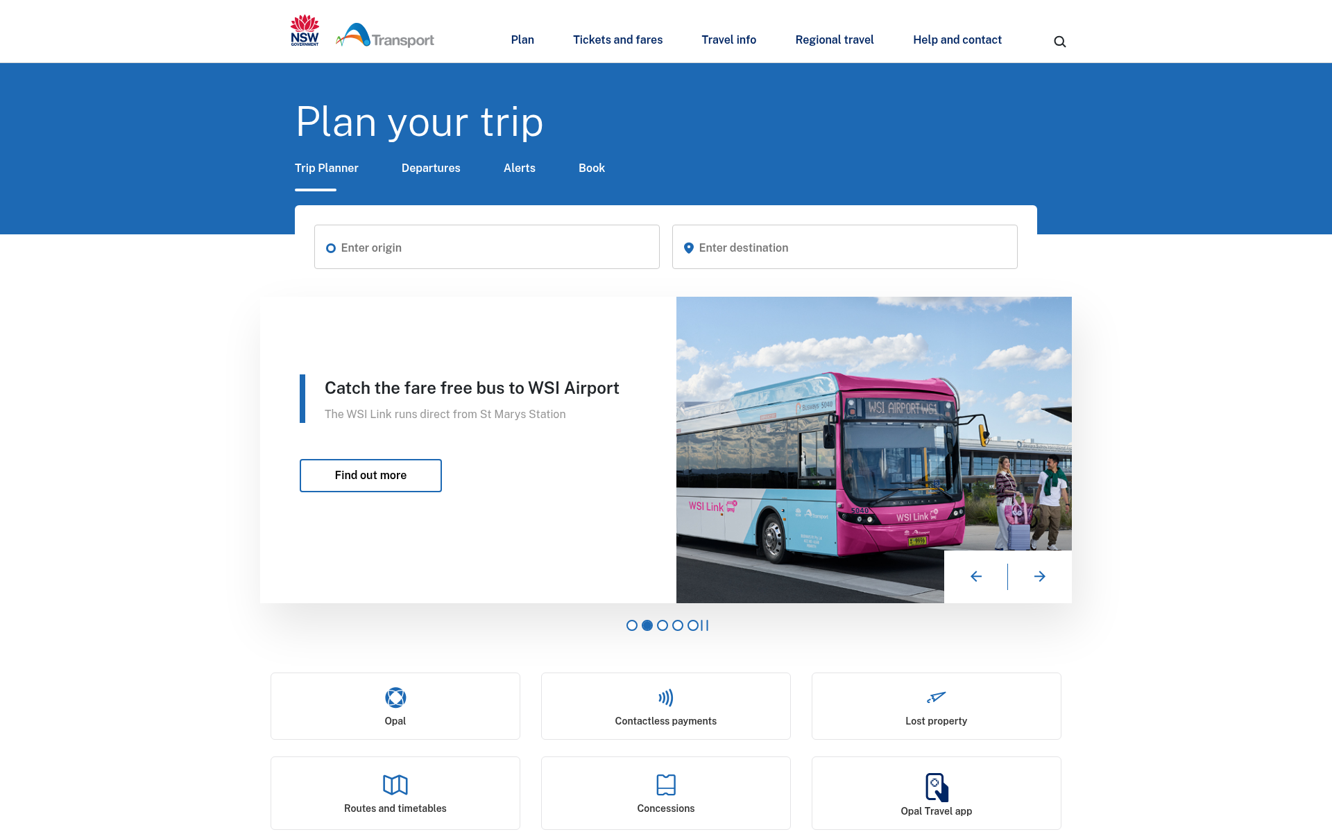 Screenshot of transportnsw.info