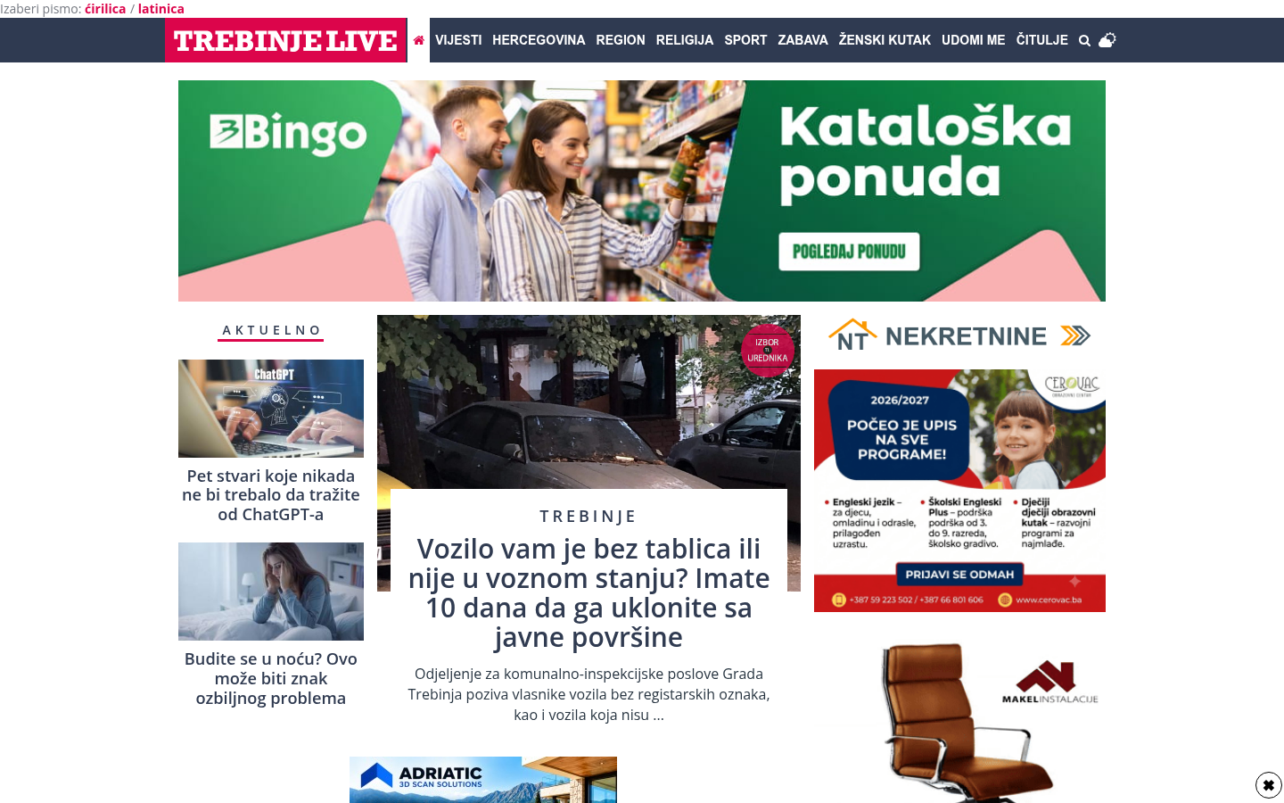 Screenshot of trebinjelive.info