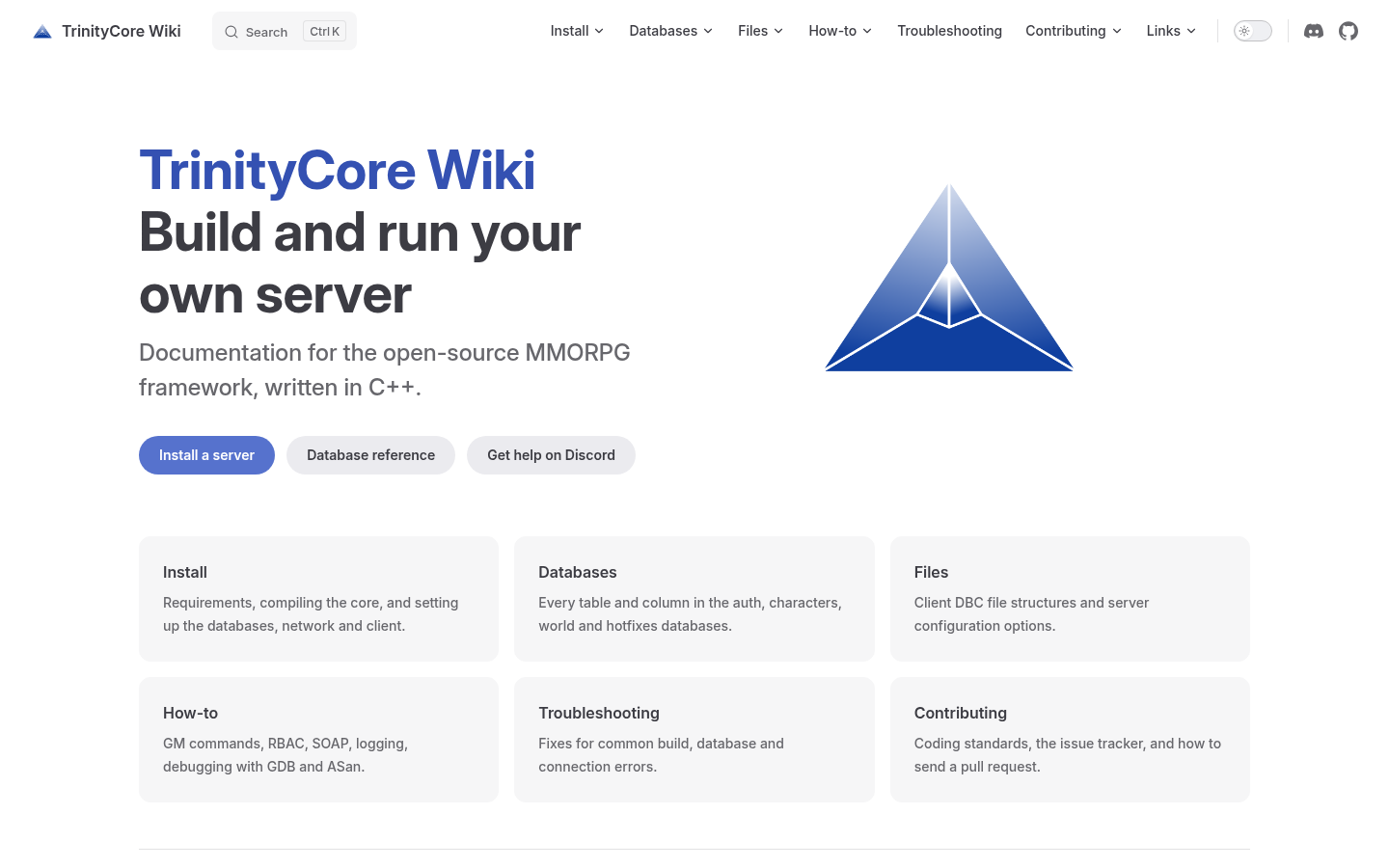 Screenshot of trinitycore.info