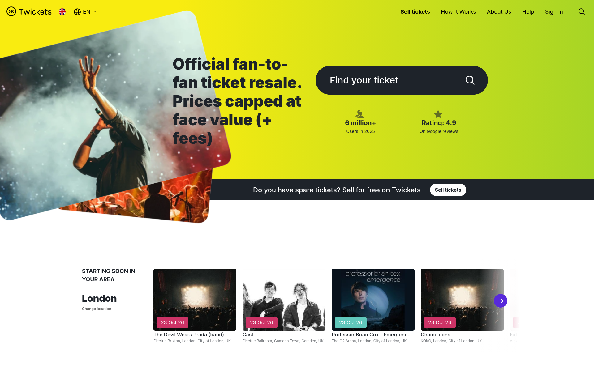 Screenshot of twickets.live