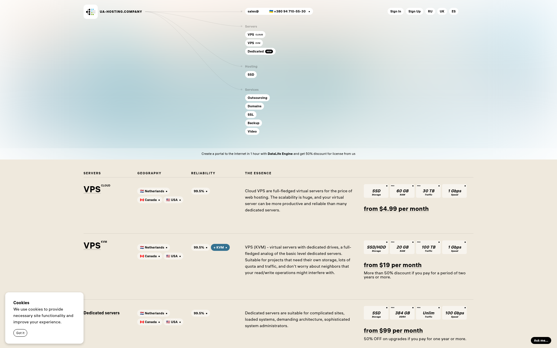 Screenshot of ua-hosting.company