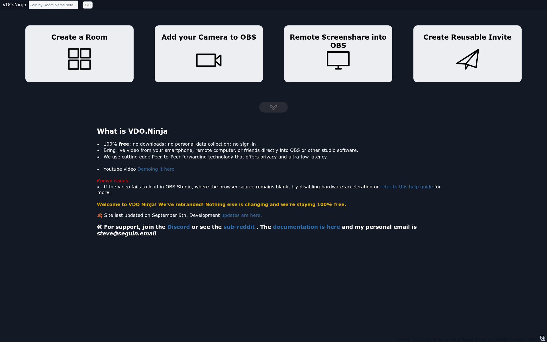 Screenshot of vdo.ninja
