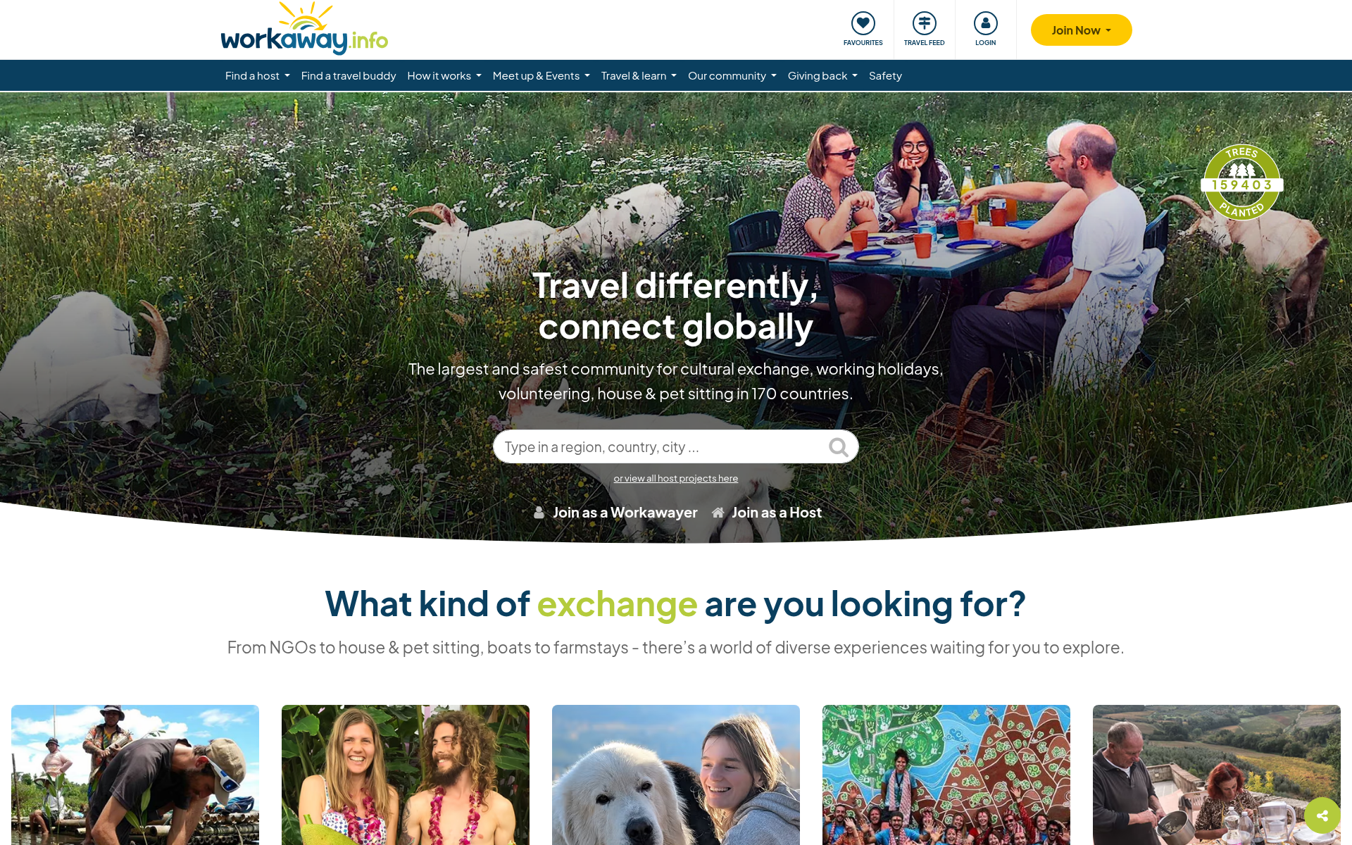 Screenshot of workaway.info