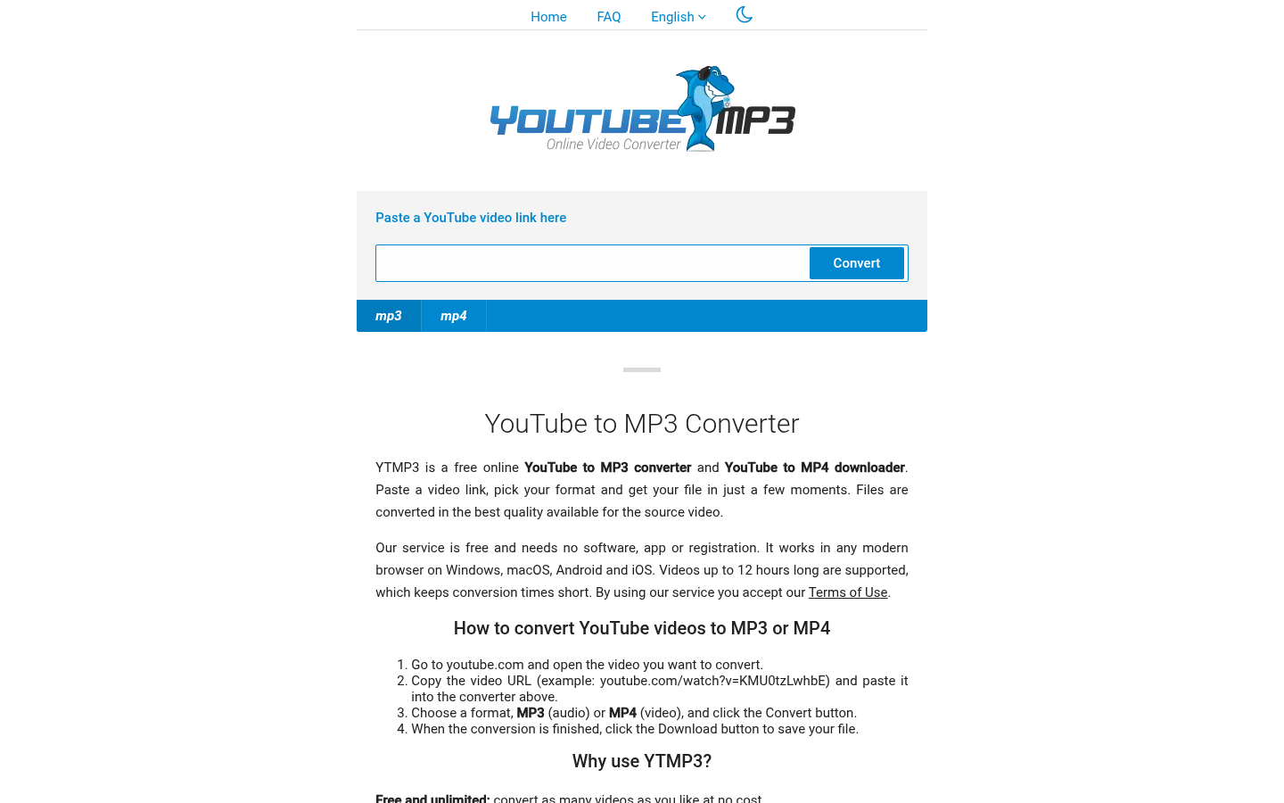Screenshot of ytmp3.mobi